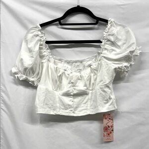 SHEIN White Ruffled Puff Sleeve Blouse